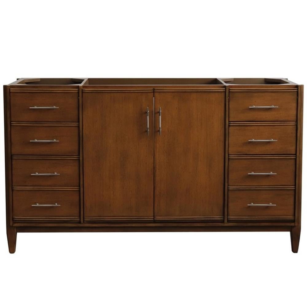 Walnut 60" Freestanding Solid Wood Vanity with Brushed Nickel Hardware