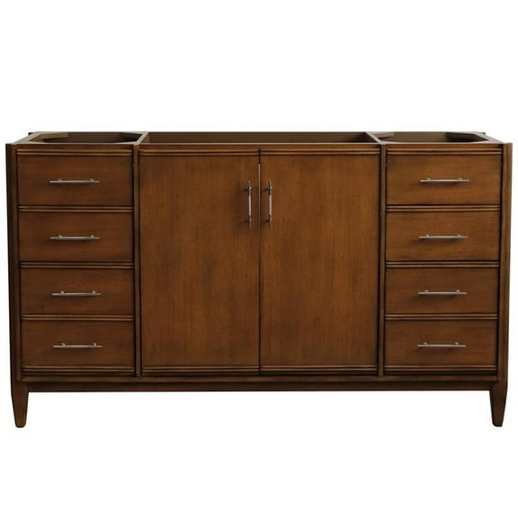 MCM 60" Single Sink Solid Wood Vanity in Walnut (Cabinet Only)
