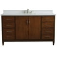 thumbnail image 1 of MCM 61" Single Rectangle Sink Vanity with White Quartz Stone in Walnut, 1 of 10