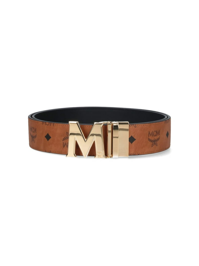 MCM Claus Reversible Belt - Cognac, Gold Buckle, Adjustable