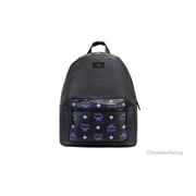 MCM Color Splash Visetos Green Purple Medium Mixed Leather Backpack Bookbag