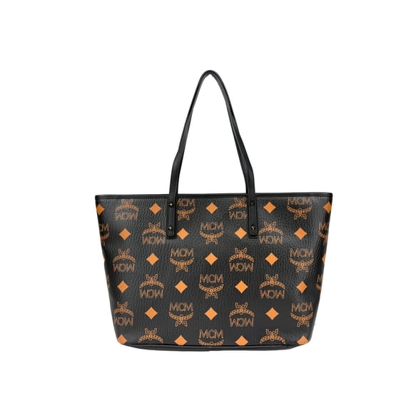MCM MCM Aren Black Leather Shoulder Tote Women's Bag