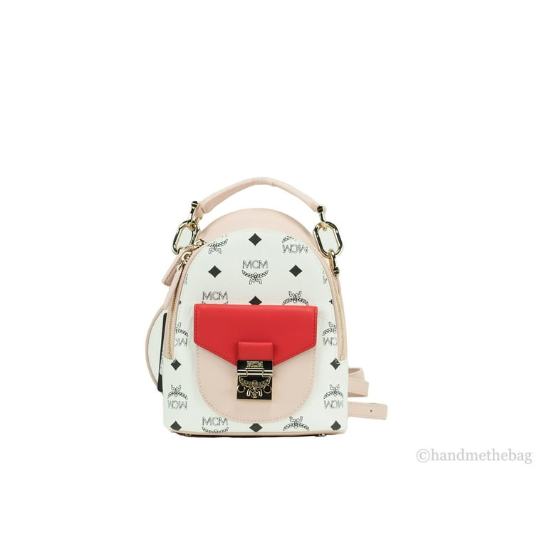 MCM Patricia Mini Powder Pink Signature Visetos Leather Backpack