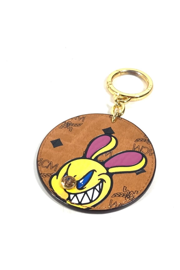Pre-Owned MCM SAMBYPEN Collaboration Visetos Rabbit Rhinestone Bag Charm Keychain Leather Men's...