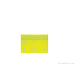 MCM Spectrum Diamond Visetos Leather Card Case Wallet (Neon Yellow)