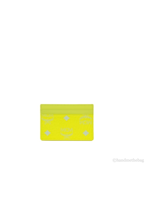 Spectrum Diamond Visetos Leather Card Case Wallet (Neon Yellow)