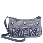 MCM Womens Blue Logo Single Strap Shoulder Bag