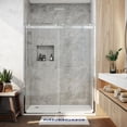 thumbnail image 1 of MCOCOD 56 to 60 in. W x 76 in. H Semi-Frameless Double Sliding Shower Door, 3/8" (10 mm) Clear Tempered Glass, Waterproof Bathroom Alcove Shower Doors with Handle, Brushed Nickel Finish, 1 of 12