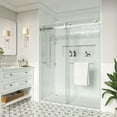 thumbnail image 1 of MCOCOD 56 to 61 in. W x 72 in. H Frameless Double Sliding Shower Door, 3/8" (10 mm) Clear Tempered Glass, Waterproof Bathroom Alcove Shower Doors, Brushed Nickel Finish, 1 of 10