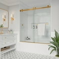 thumbnail image 1 of MCOCOD 56 to 61 in. W x 66 in. H Frameless Double Sliding Tub Door, 3/8" (10 mm) Clear Tempered Glass Shower Doors, Brushed Gold Finish, 1 of 10