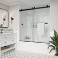 thumbnail image 1 of MCOCOD 56 to 61 in. W x 66 in. H Frameless Double Sliding Tub Door, 3/8" (10 mm) Clear Tempered Glass Shower Doors, Matte Black Finish, 1 of 10