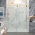 thumbnail image 1 of MCOCOD 57 to 60 in. W x 79 in. H Frameless Shower Door, 3/8" (10 mm) Clear Tempered Glass, Single Sliding Alcove Shower Doors with Handle, Brushed Gold Finish, 1 of 11