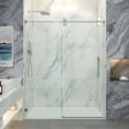 thumbnail image 1 of MCOCOD 57 to 60 in. W x 79 in. H Frameless Shower Door, 3/8" (10 mm) Clear Tempered Glass, Single Sliding Alcove Shower Doors with Handle, Chrome Finish, 1 of 11