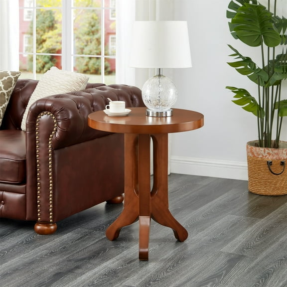 MCPRST Round Bedside Table,Side Table, End Table, Retro,Traditional,for Small Spaces,Dark Brown