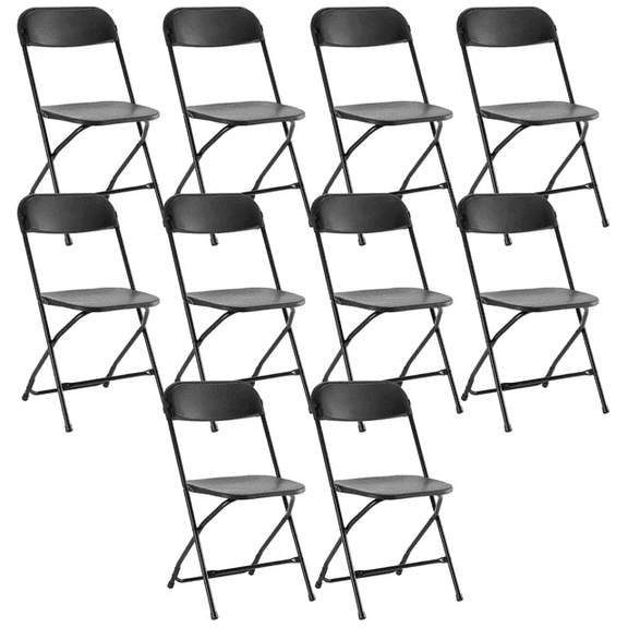 MCQ 10-Pack Plastic Folding Chairs, Lightweight Stackable for Indoor Outdoor Events, White