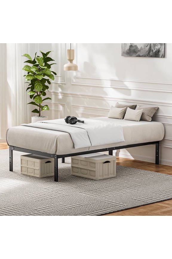 14-Inch TWIN Size Elevated Steel Platform Bed Frame , Silent and Sturdy Support , Expanded Under-Bed Storage