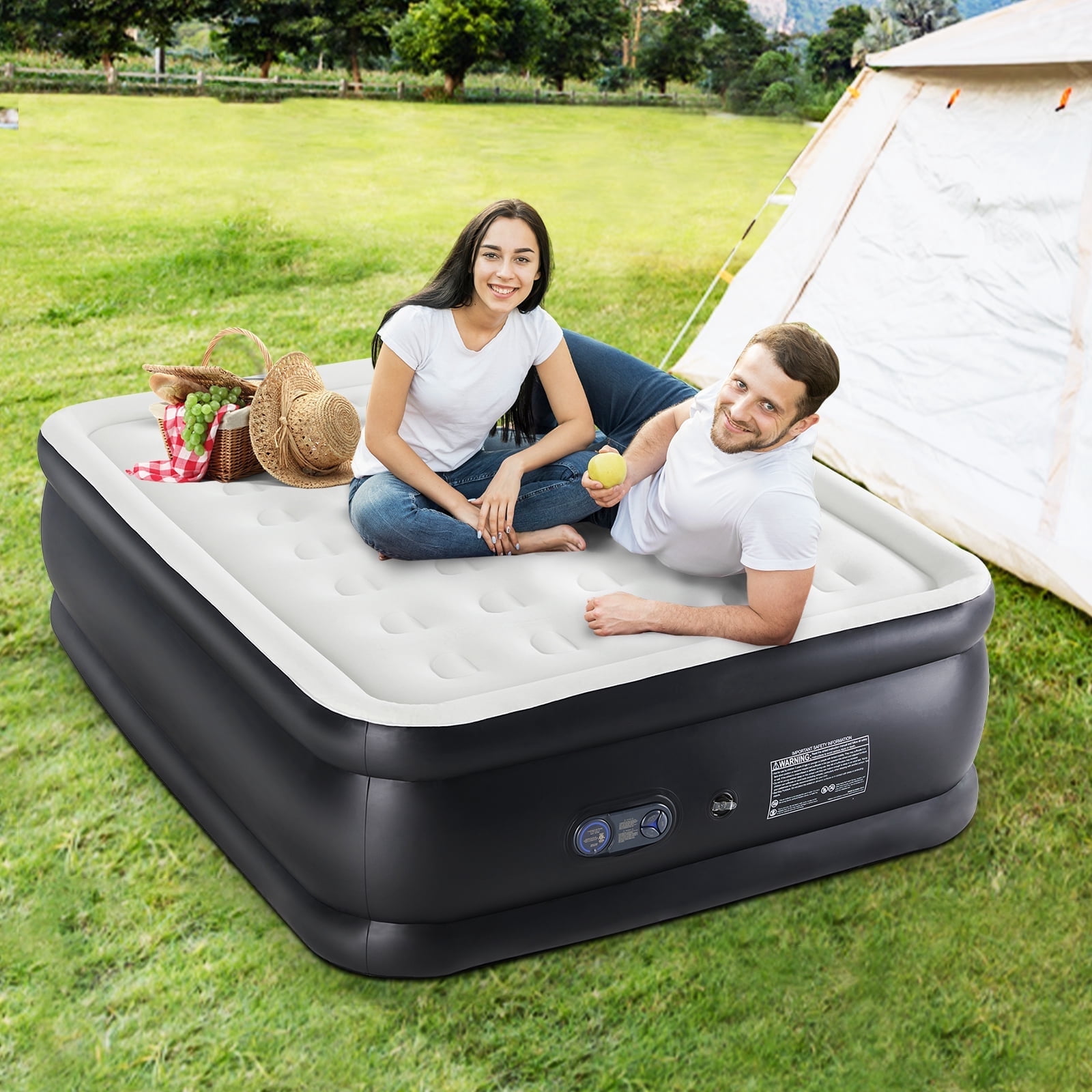 MCQ 18 IN Queen Air Mattress with Built in Pump, 600LBS Weight Capacity for Camping, Home, Guests