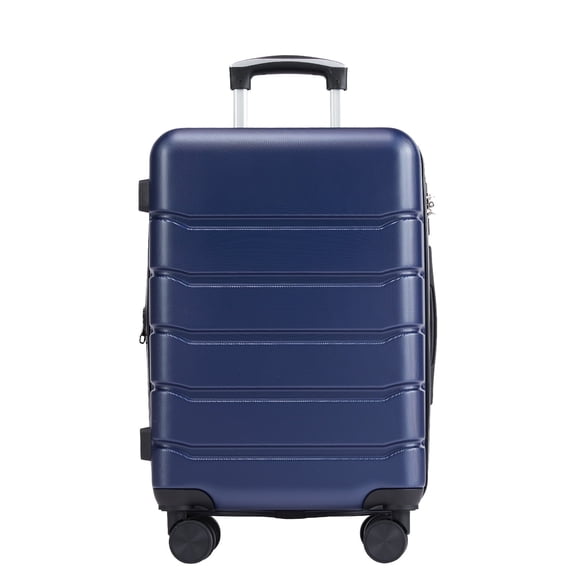 MCQ Hardside Luggage, 24-inch Expandable Checked Suitcase with Spinner Wheels and TSA Lock, Blue​