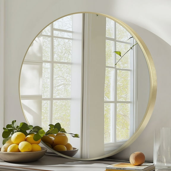 MCQ 24" Inch Round Wall Mirror - A Touch of Sophistication for Your Home Decor, Gold
