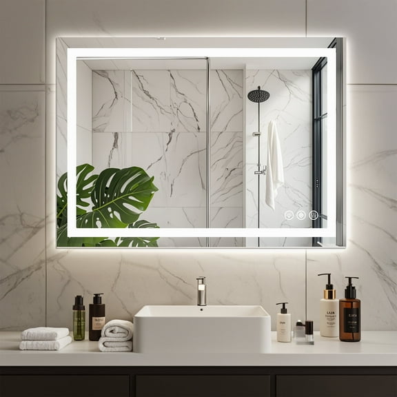 MCQ 24"x 32" LED Bathroom Mirror with Lights, Smart Memory Functionr - Enhanced Anti-Fog Feature, Horizontal&Vertically