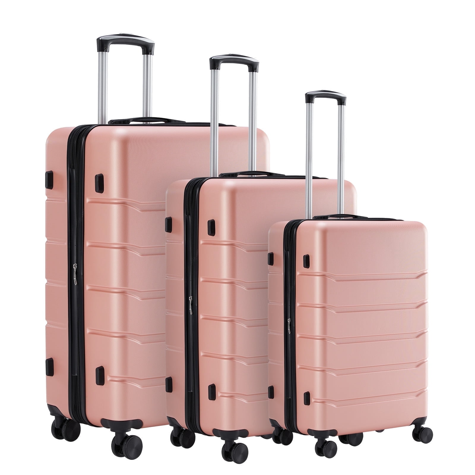 MCQ 3-Piece Luggage Sets, Hard Shell ABS Suitcases with Double Spinner Wheels, Lightweight Expandable Rolling Travel Suit Case with TSA Lock, Pink