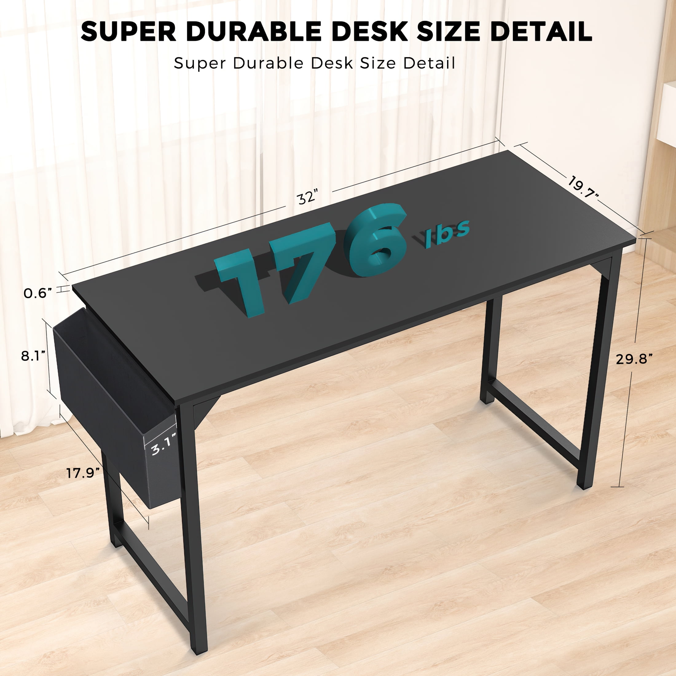 GIANNA 31 Inch Computer Office Desk - Black - Walmart.com