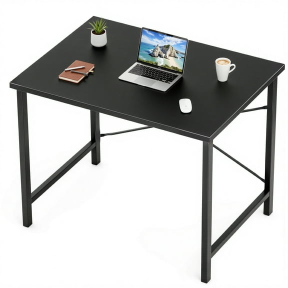 MCQ 31 inch Computer Desk, Industrial Writing Desk for Small Spaces, Sturdy Office Table for Home Office, Black