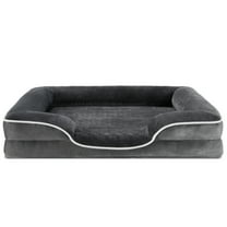 MCQ 35"x25" Orthopedic Dog & Cat Bed with Memory Foam, Plush Gray