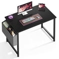 thumbnail image 1 of JIOABL 40 inch Computer Desk with Metal Frame and Storage Pouch, Fixed Leg Study Table for Bedroom Office, Black, 1 of 8