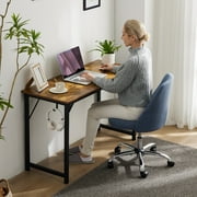 MCQ 47 Inch Small Computer Office Desk, Writing Study Table with Storage Bag & Iron Hook for Home -Rustic Brown