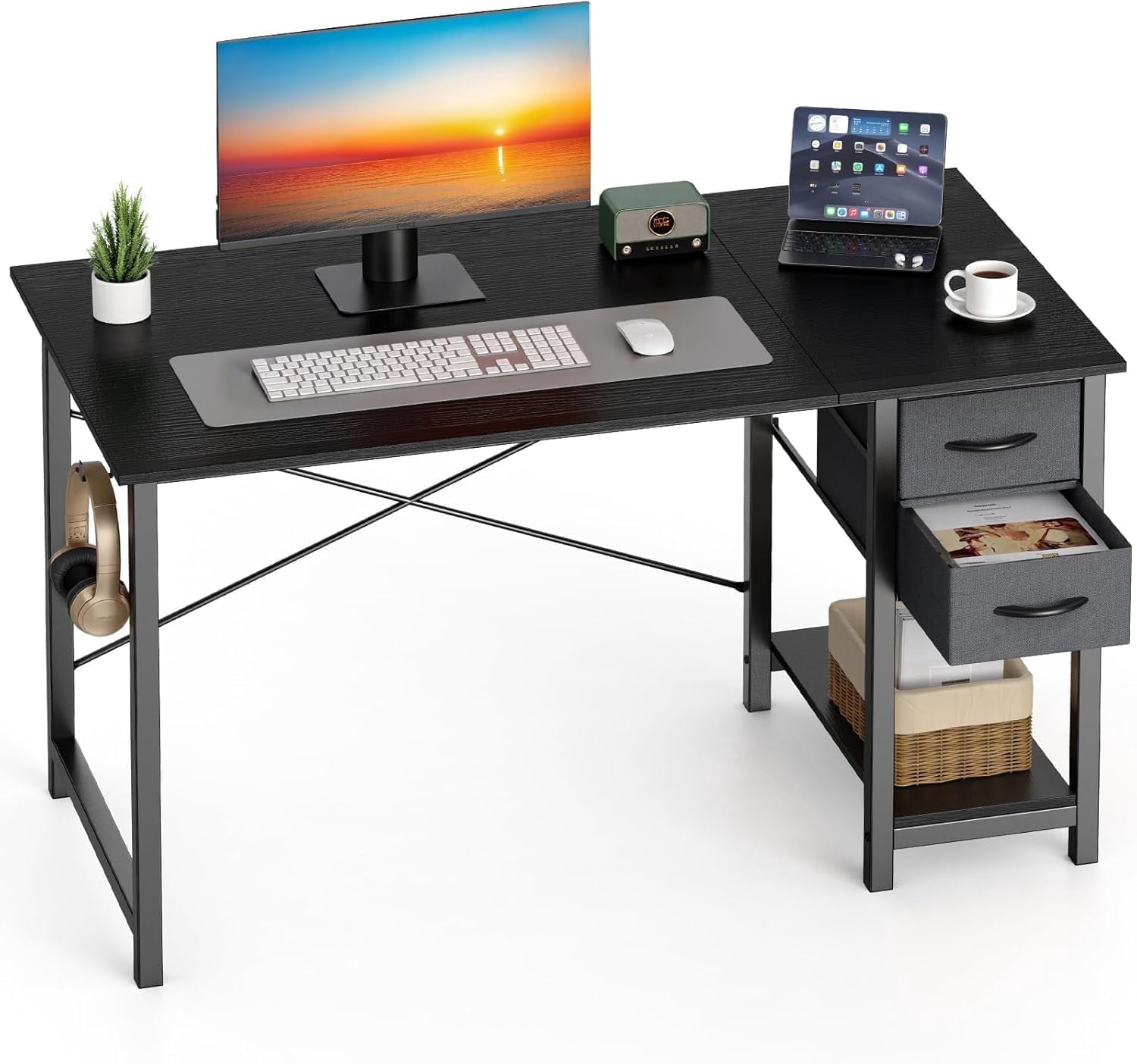 JIOABL 48 inch Desk with Drawers, Home Office Computer Table with x ...
