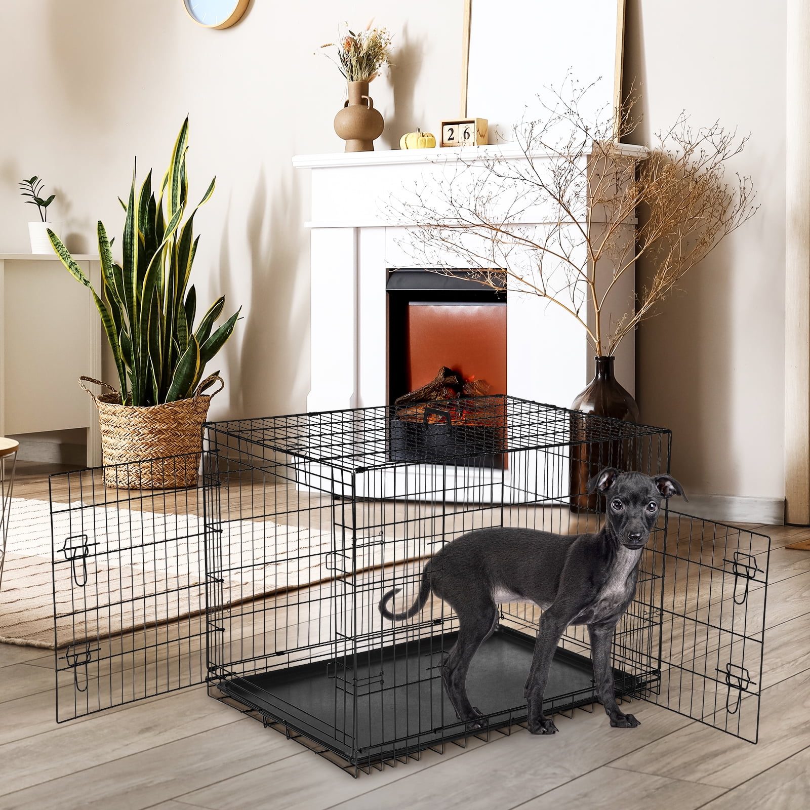 Gallery Detail: Mcq 48 Inch Portable Folding Dog Crate With Dual Doors