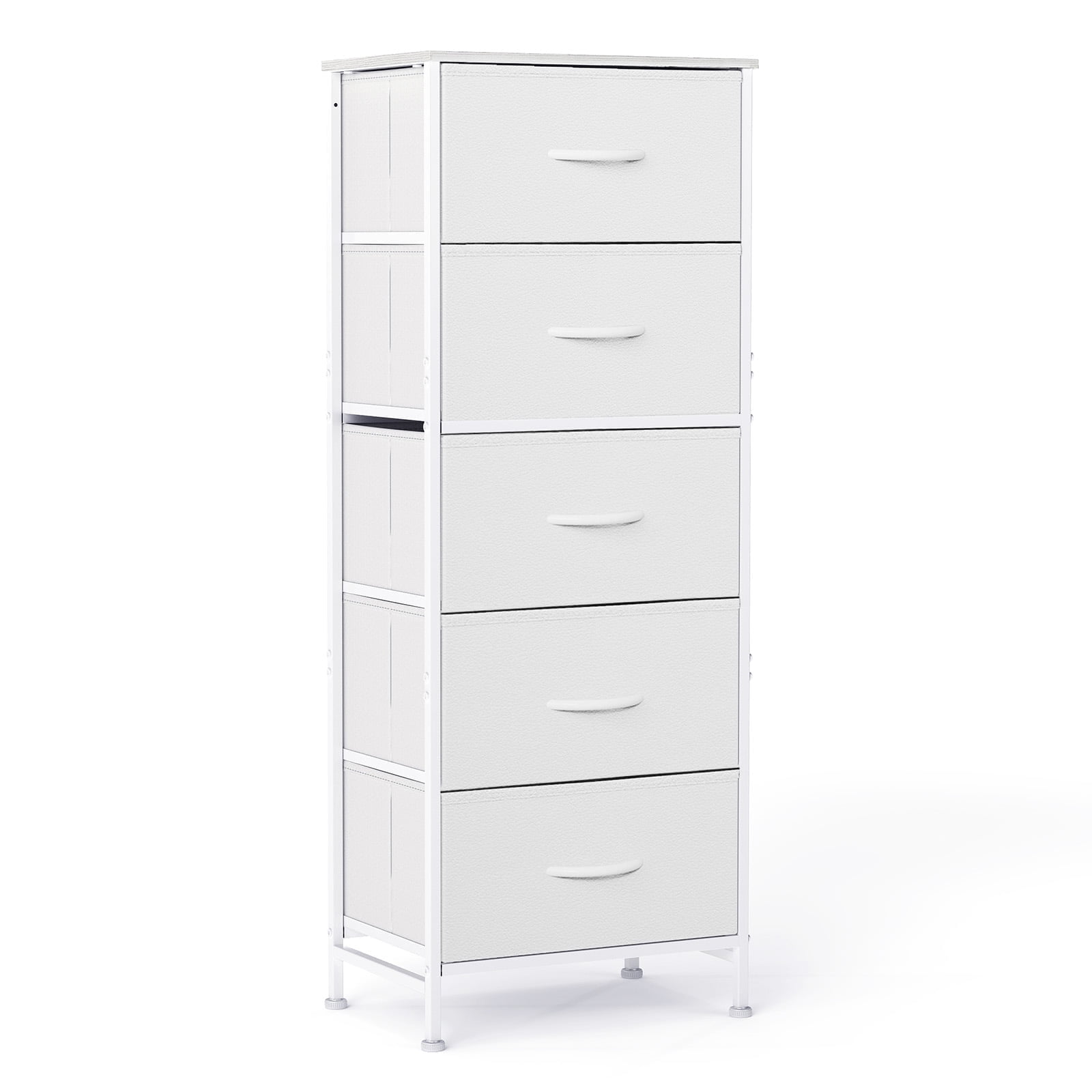 JIOABL 5-Drawer Fabric Dresser with Metal Frame and Wooden Top TV