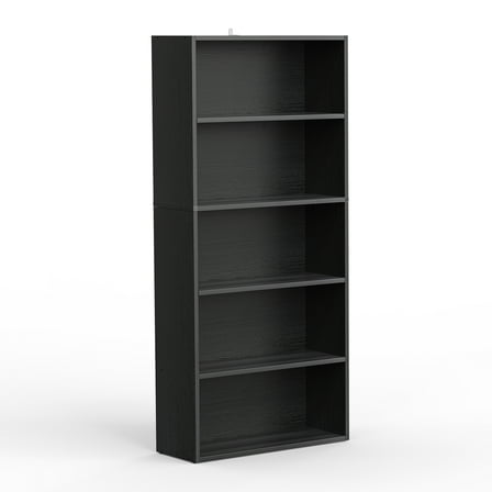 MCQ 5 Shelf Bookcase, 53 Inch Tall Floor Standing Open Bookshelf for Home Office and Living Room, Black