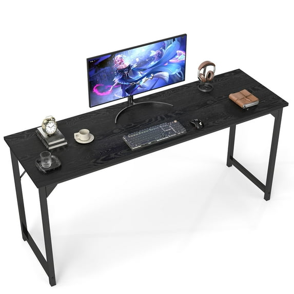 JIOABL 63Inch Home Office Desk, Small Computer Work Table with X-Shaped Reinforcement, Home Simple Modern Writing Study Table, Black