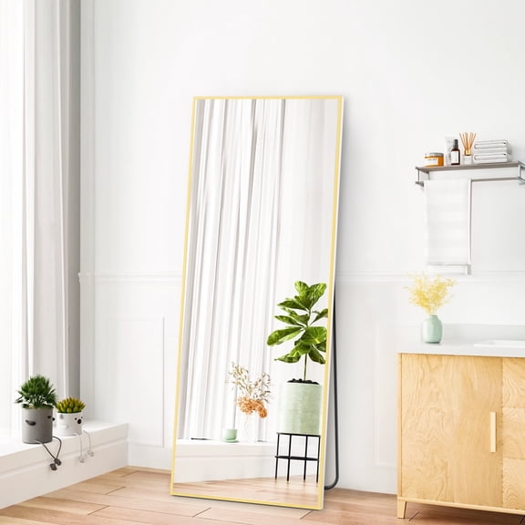 JIOABL 64"x21" Rectangle Full Length Mirror, Full Body Standing Mirror Floor Mirror, Gold