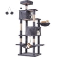 thumbnail image 1 of JIOABL 66" Multi-Level Cat Tree Tower with Hammock, Large Condo, Climbing Plates, Plush Toy, Kitty Playing House, Dark Gray, 1 of 8