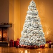 MCQ 6ft Flocked Pre-lit Artificial Christmas Tree with Warm White Incandescent Lights