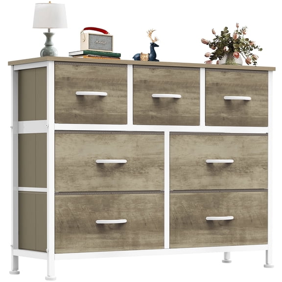 MCQ 7 Fabric Drawers, TV Cabinet Sideboard with 7 Fabric Drawers, Drawer Cabinet, Organization Furniture for Kitchen, Office, Hallway,Clarks