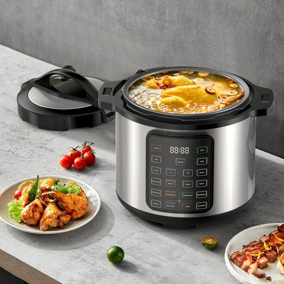 MCQ 8 QT Stainless Steel Electric Pressure Cooker, 12-in-1 Multi Electric Cookers, For Pressure, Rice, Steamer, Yogurt Maker, Slow Cook, New Sliver