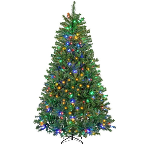 MCQ 9FT Prelit Artificial Christmas Tree, Realistic Spruce Design, Premium Multicolor LED Lights