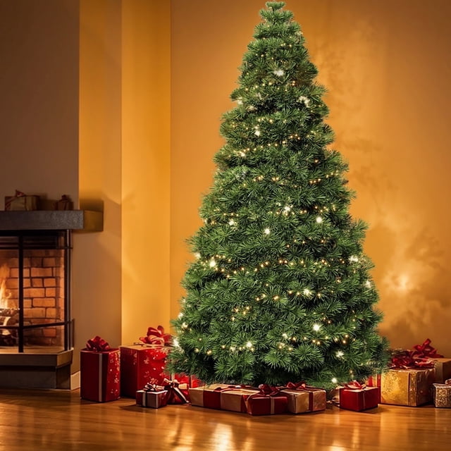 JIOABL 9ft Pre-Lit Spruce Artificial Christmas Tree for Home, Office ...