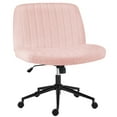 thumbnail image 1 of MCQ Armless Office Chair, Adjustable Height and Ergonomic Design, Teddy Fabric - Pink - With Wheels, 1 of 6