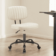 thumbnail image 1 of MCQ Armless Office Desk Chair with Comfy Lumbar Support, Adjustable Height Rolling Swivel Computer Task Chair, White, 1 of 5