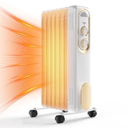 JIOABL Oil Filled Radiator Heater for Indoor Use, 1500W with Adjustable Thermostat, for Office Bedroom Home,White