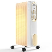 MCQ Oil Filled Radiator Heater for Indoor Use, 1500W with Adjustable Thermostat, for Office Bedroom Home,White