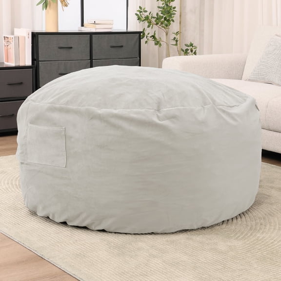 MCQ Bean Bag Chair Beanbag for Adults and Kids, Oversized Beanbag for Gaming Reading Foam Filled Couch Furniture with Soft Removable Cover, 4 Feet, Grey