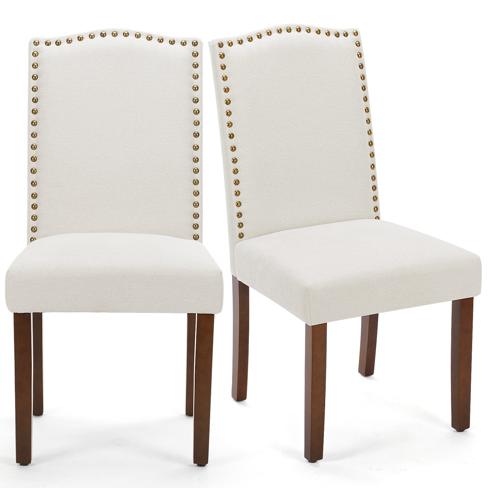 MCQ Dining Chairs Set of 2, Upholstered Fabric Kitchen Room Chairs, Beige