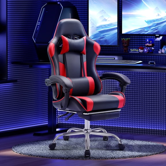 MCQ Ergonomic Gaming Chair With Headrest And Lumbar Pillow,Height Adjustable With 360°-Swivel Seat
