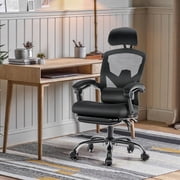 MCQ Ergonomic Mesh Office Chair, High Back Home Swivel Chairs with Adjustable Lumbar Support, Headrest, Footrest, and Armrests, Black